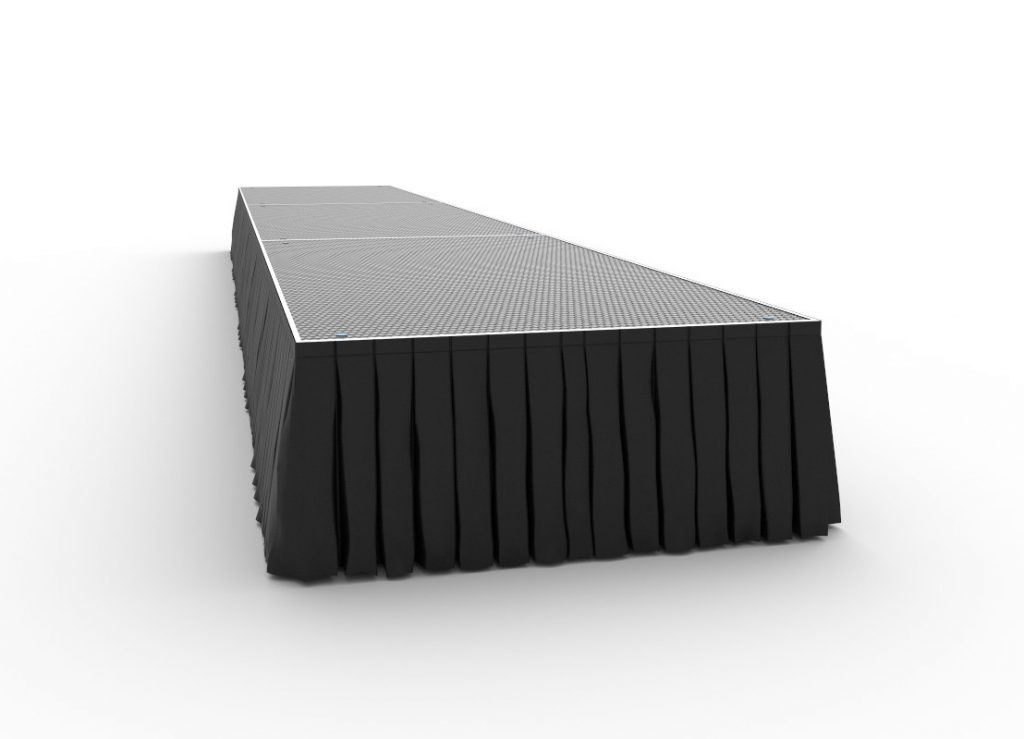 1x6m black stage with skirting.